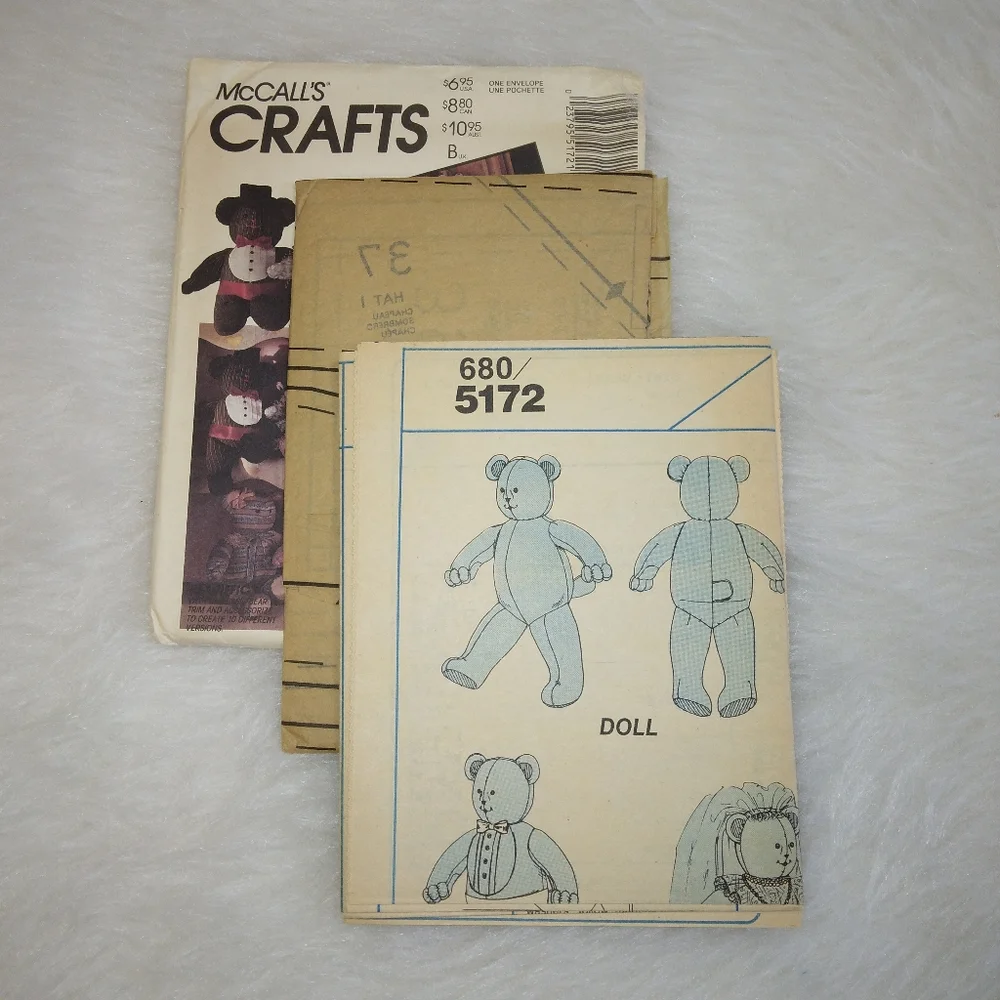 MCCALL'S 5172 Teddy Bears & outfits,  21